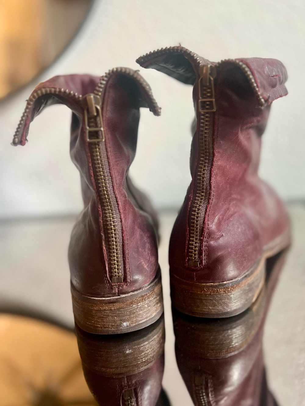 Farylrobin + FREE PEOPLE Leather Combat Boots Deep Red Women's US 8 - Picture 5 of 6